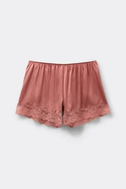 Bas de pyjama short en soie avec dentelle