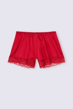 Bas de pyjama short en soie avec dentelle