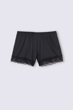 Bas de pyjama short en soie avec dentelle
