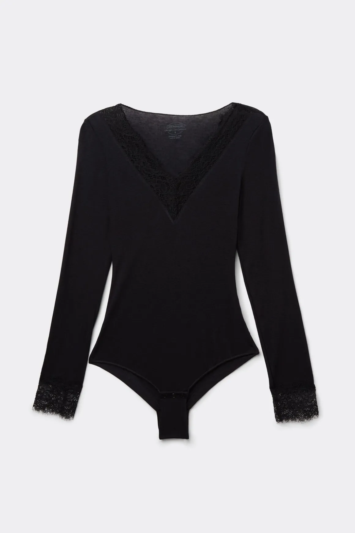 Body manches longues en modal ultralight avec cachemire et dentelle