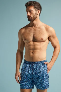Boxer de bain imprimÉ mosaïque bleu