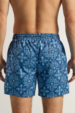 Boxer de bain imprimÉ mosa&iuml;que bleu