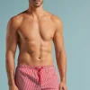 Boxer de bain imprimÉ rayÉ rouge