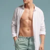 Boxer de bain imprimÉ rayÉ vert