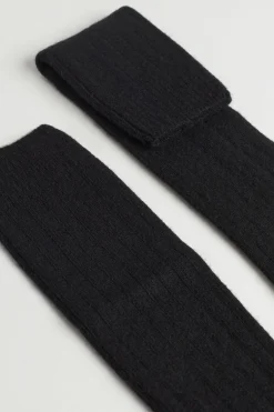 Chaussettes hautes côtelÉes en cachemire et laine