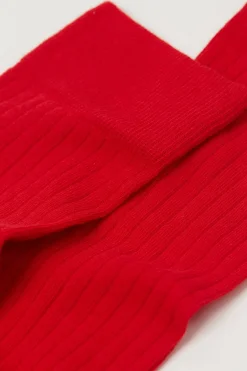 Chaussettes hautes en coton doux à bords-côtes