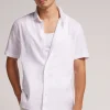 Chemise à manches courtes en lin et coton