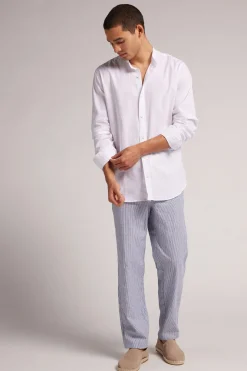 Chemise col mao en lin et coton