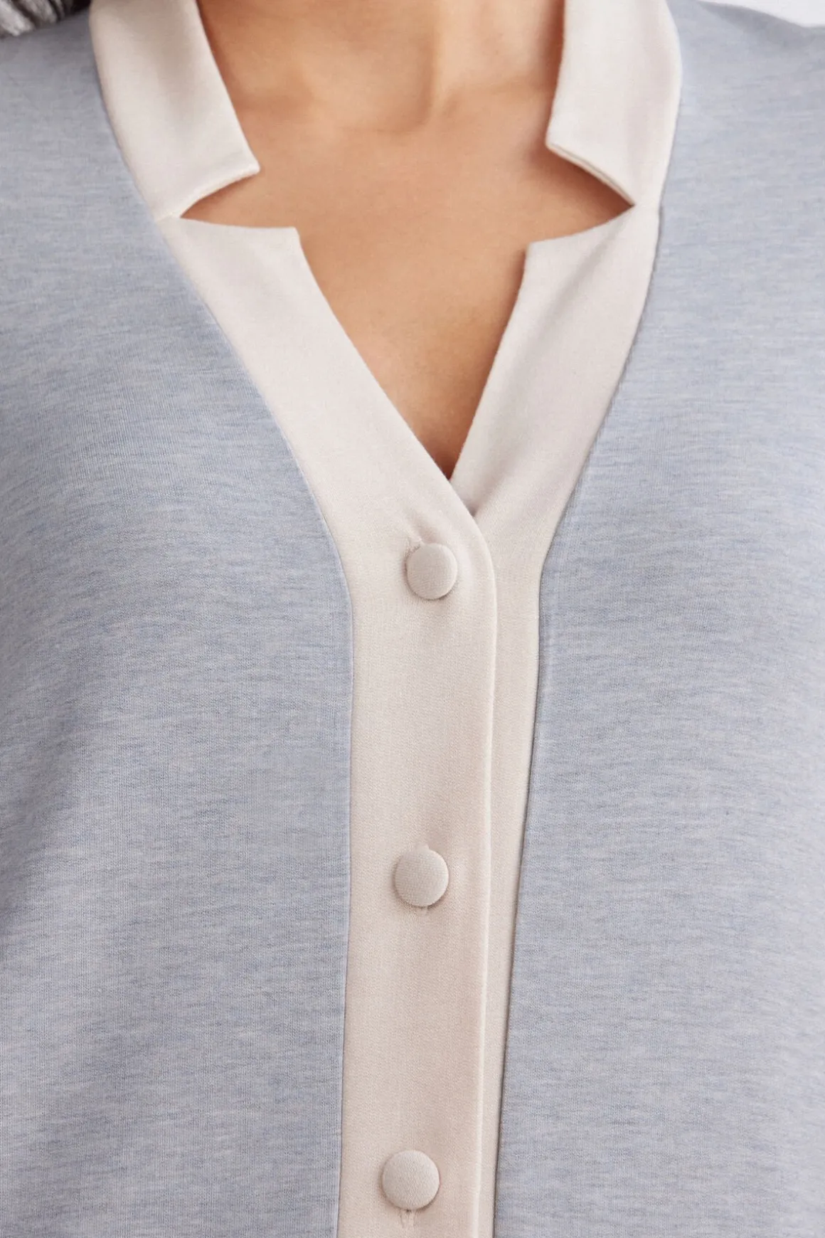 Chemise de nuit ouverte devant en modal avec laine COLD WINTER NIGHT