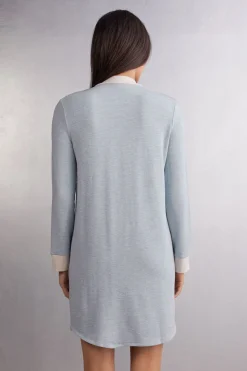 Chemise de nuit ouverte devant en modal avec laine COLD WINTER NIGHT