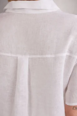 Chemise manches courtes en toile de lin