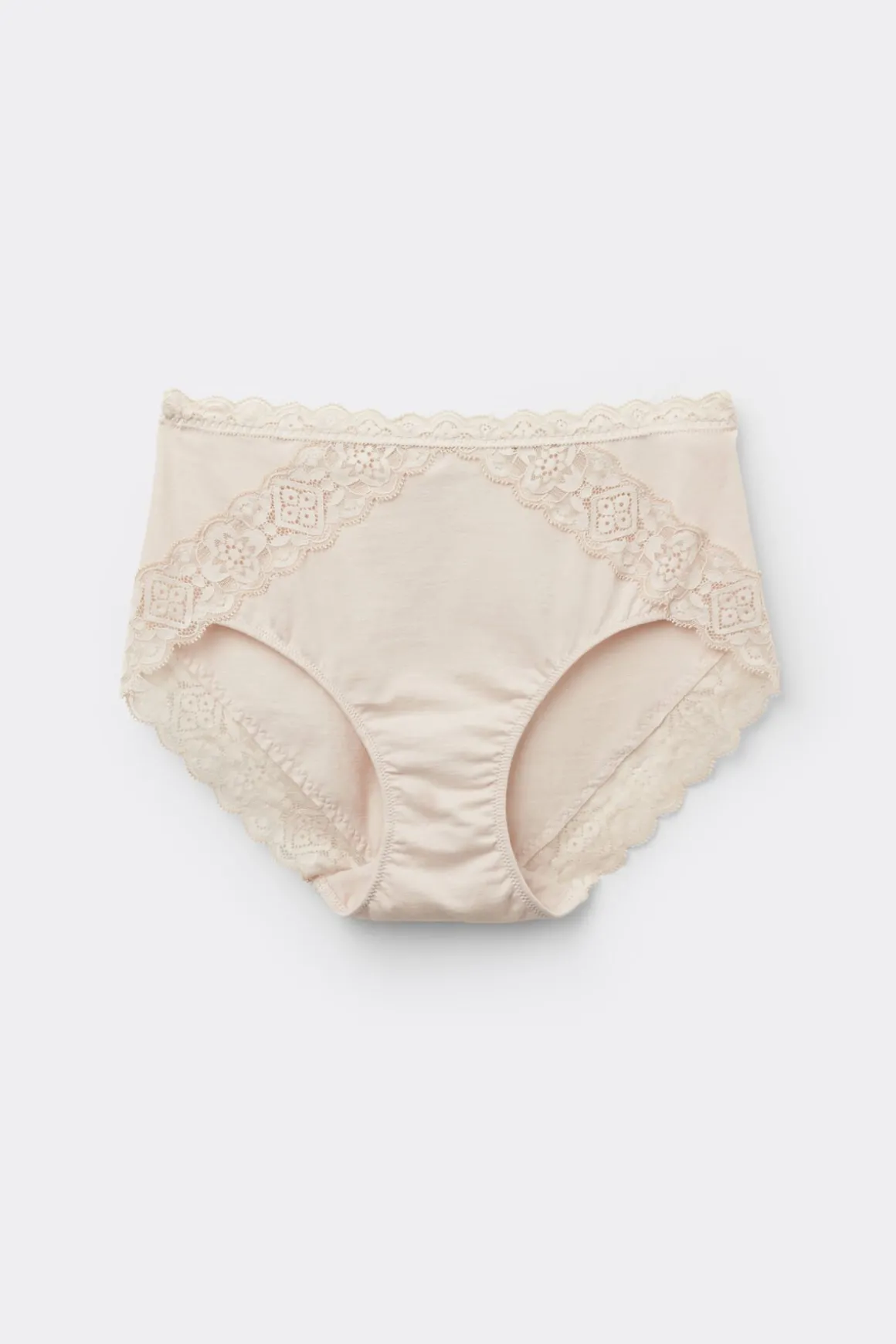 Culotte Taille Semi-Haute en Coton et Dentelle