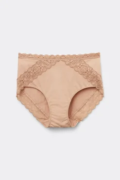 Culotte Taille Semi-Haute en Coton et Dentelle