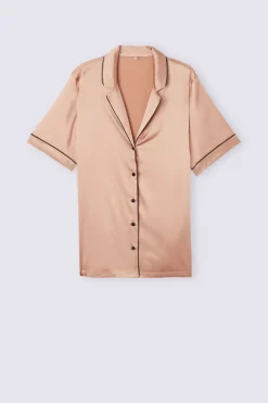 Haut de pyjama manches courtes en soie coupe homme