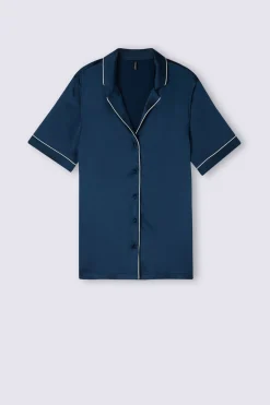 Haut de pyjama manches courtes en soie coupe homme