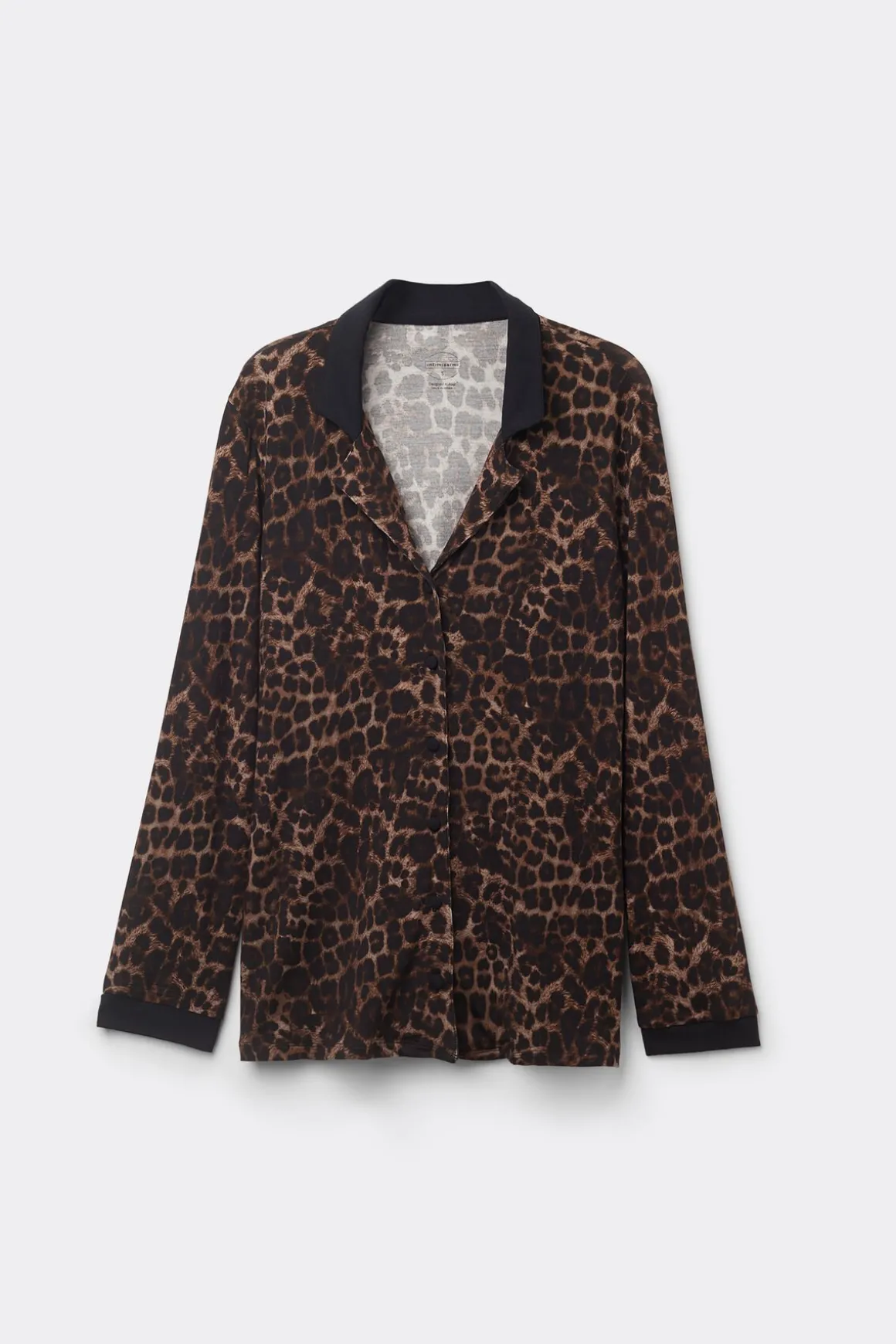 Haut de pyjama manches longues ouvert devant en modal LUXURIOUS LEOPARD