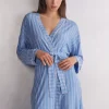 Kimono en modal Oxford à rayures