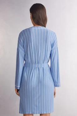 Kimono en modal Oxford à rayures