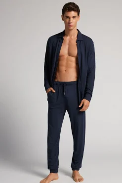 Pantalon en piquÉ de modal et soie