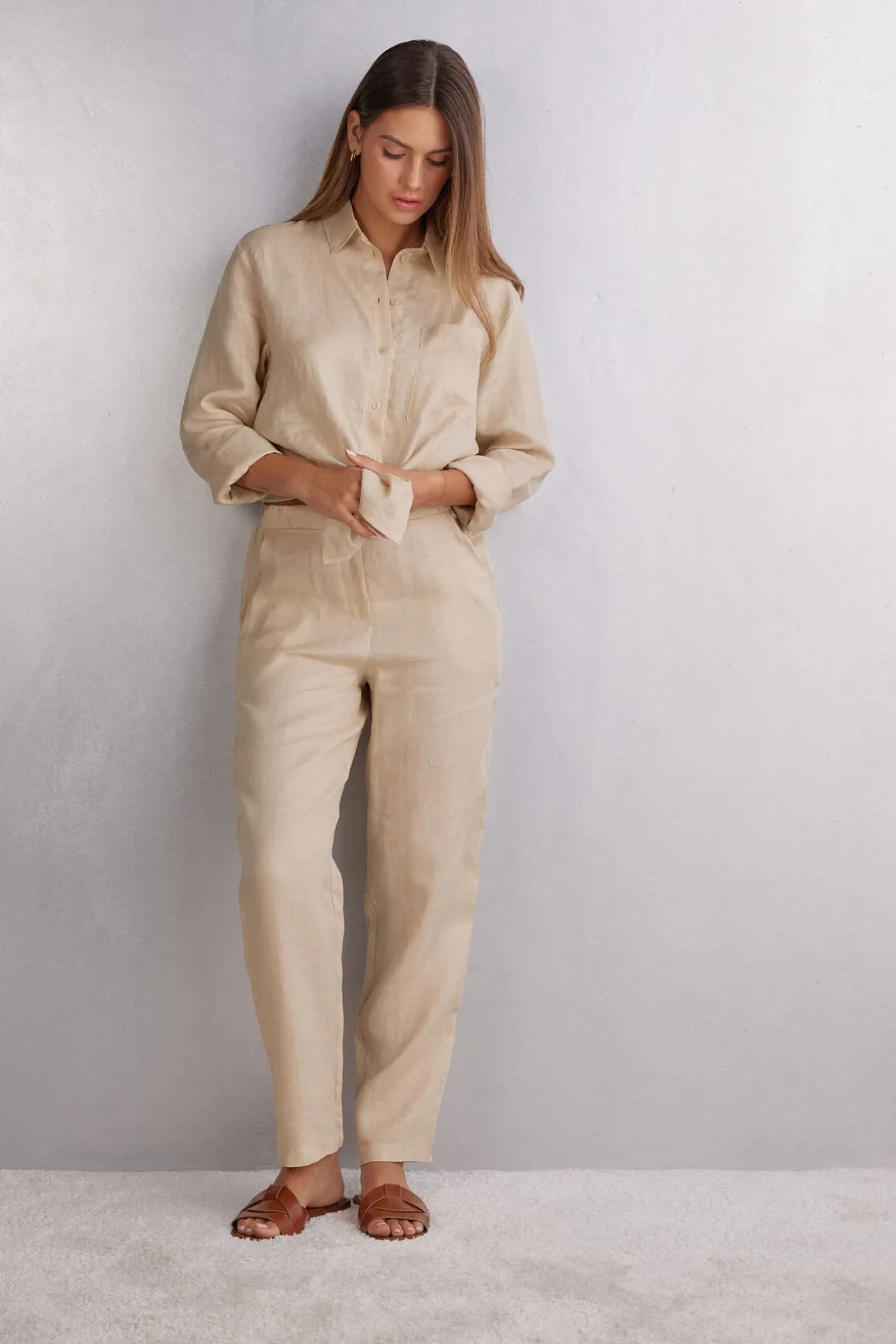 Pantalon en toile de lin