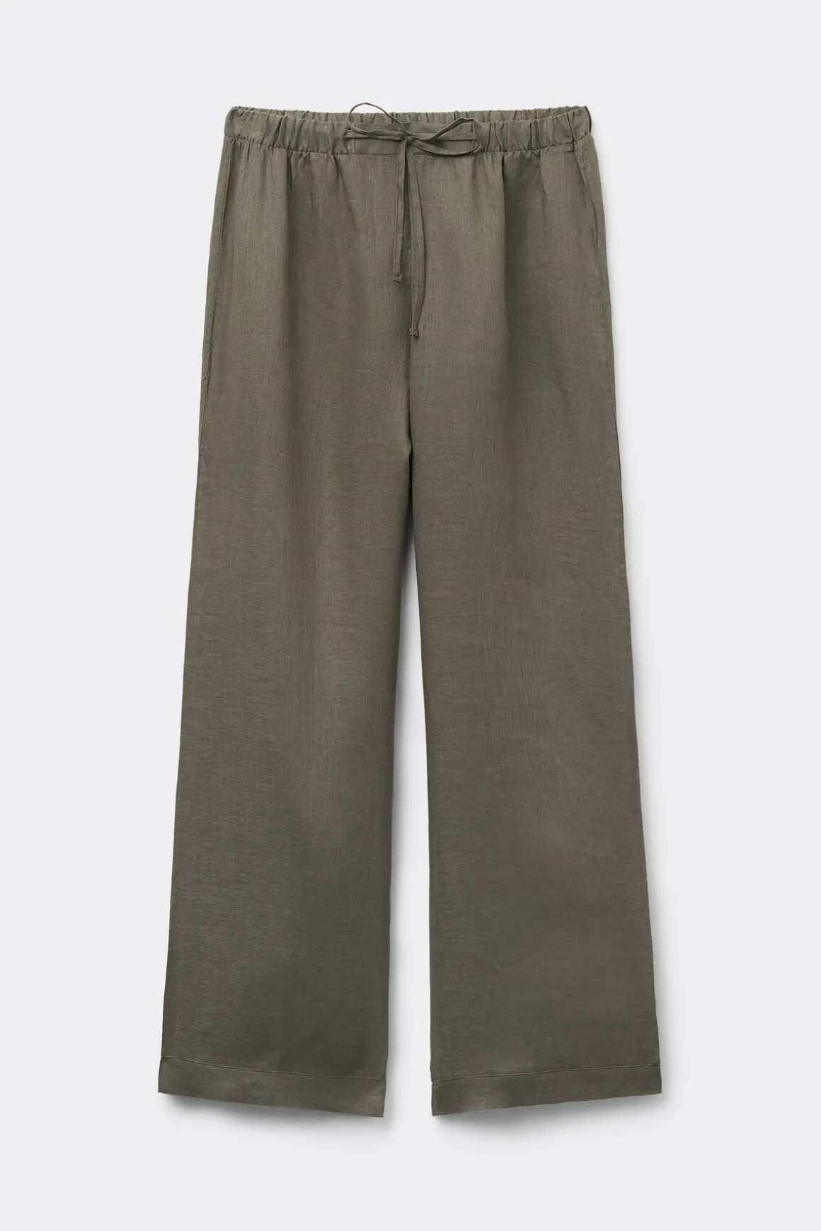 Pantalon long avec cordon de serrage en toile de lin