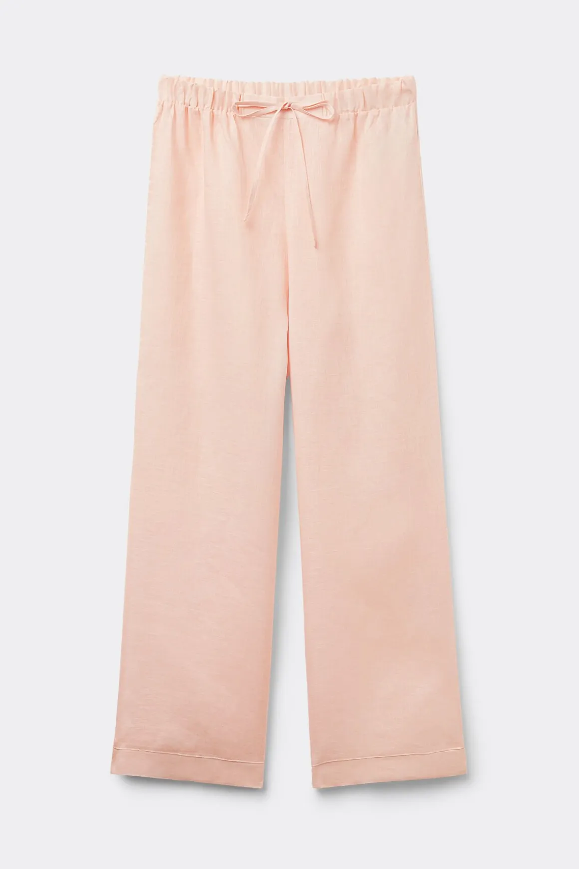 Pantalon long avec cordon de serrage en toile de lin