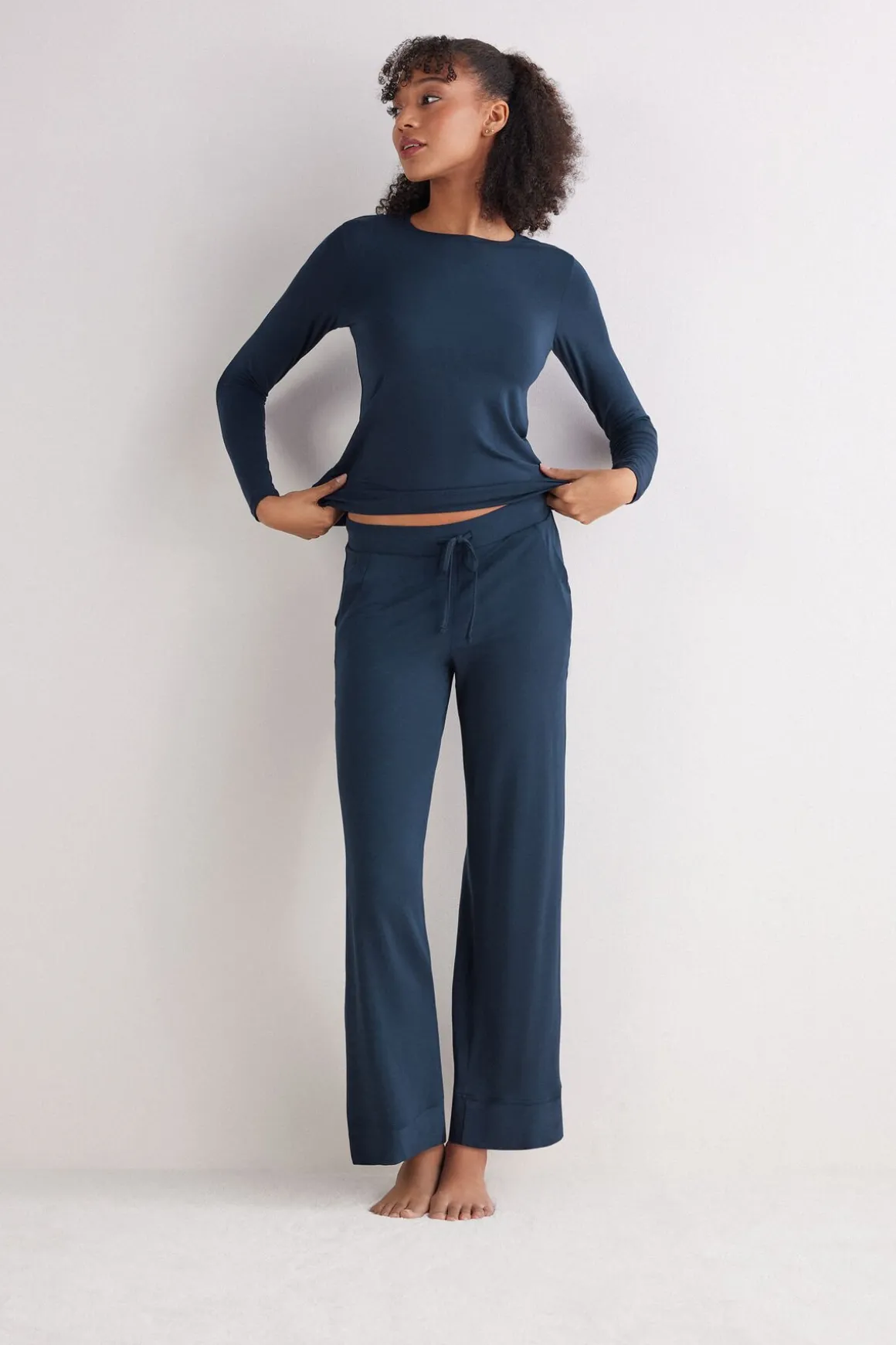 Pantalon long palazzo en modal