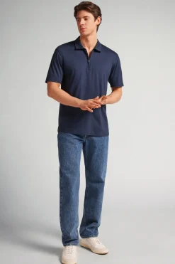 Polo à manches courtes avec zip en coton Premium mercerisÉ