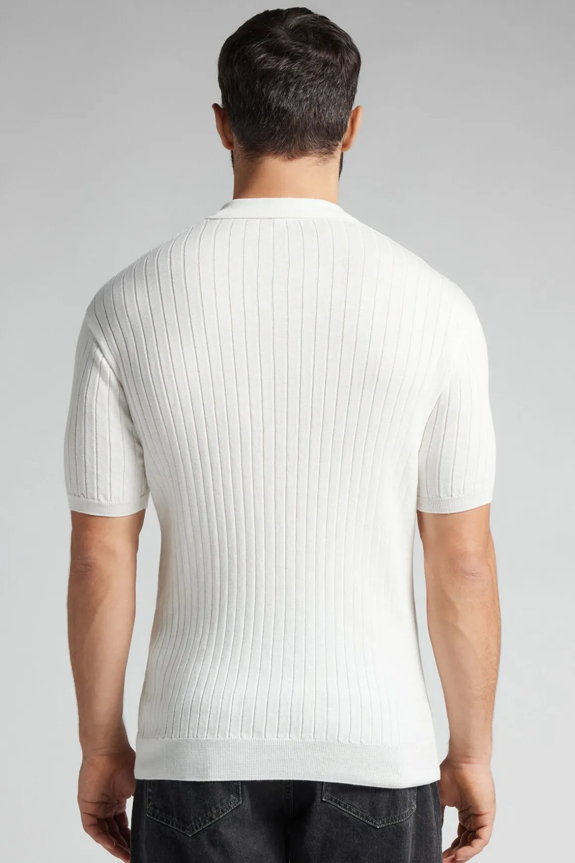Polo manches courtes en maille de coton côtelÉ