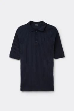 Polo manches courtes en maille de coton côtelÉ