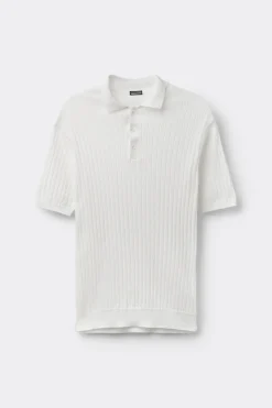Polo manches courtes en maille de coton côtelÉ