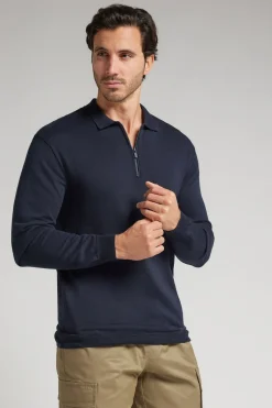Polo manches longues en maille avec zip