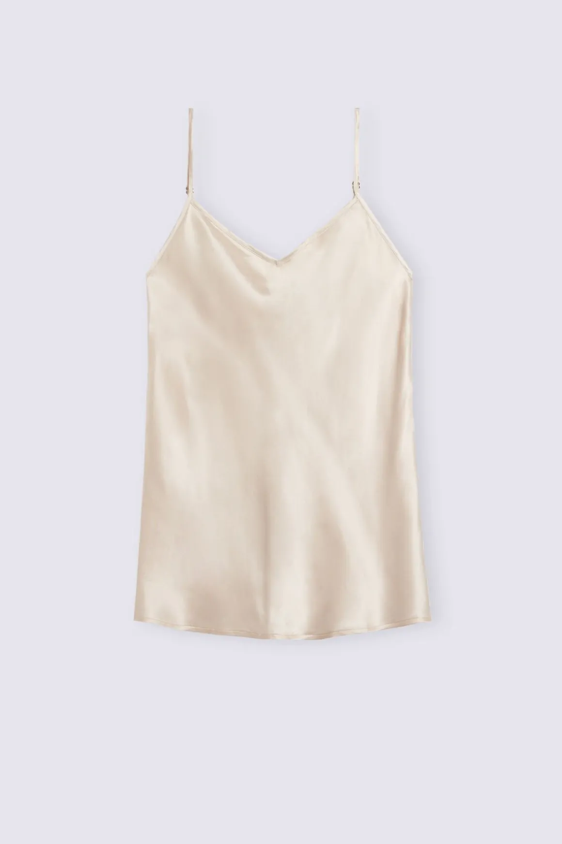 Top en Satin de Soie avec Col en V