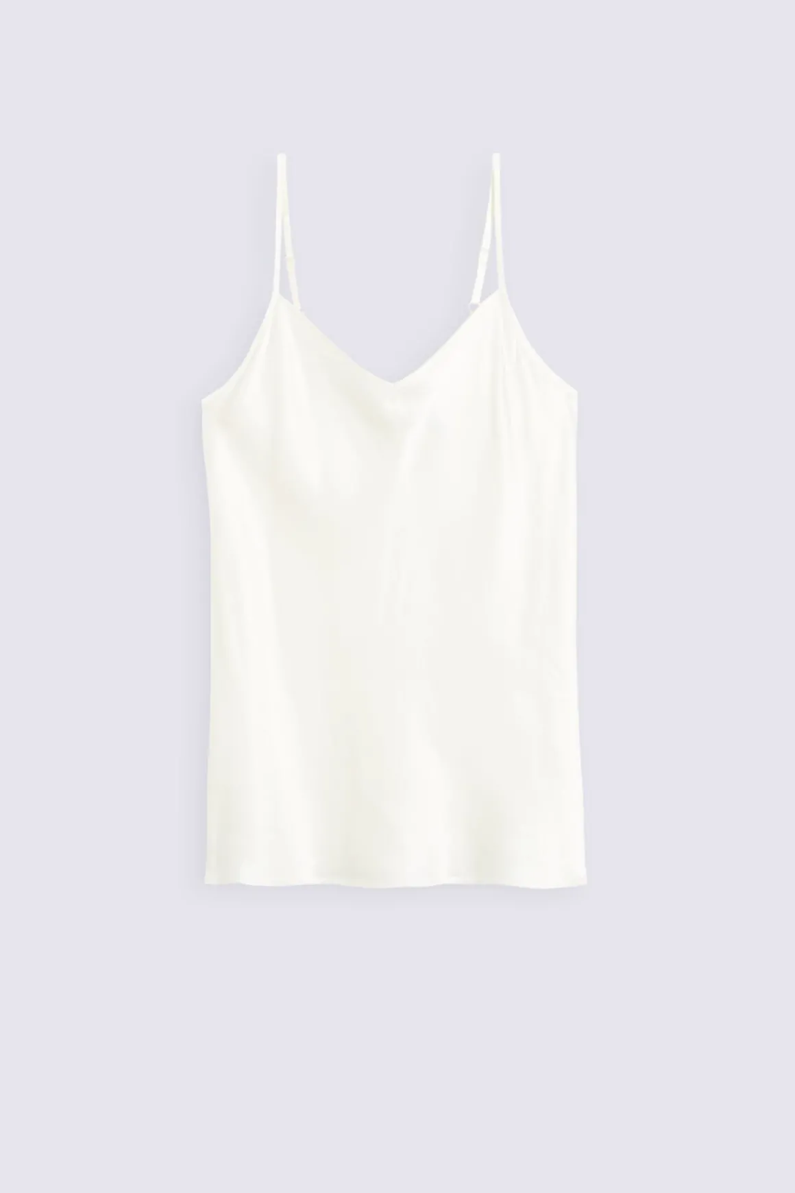 Top en Satin de Soie avec Col en V