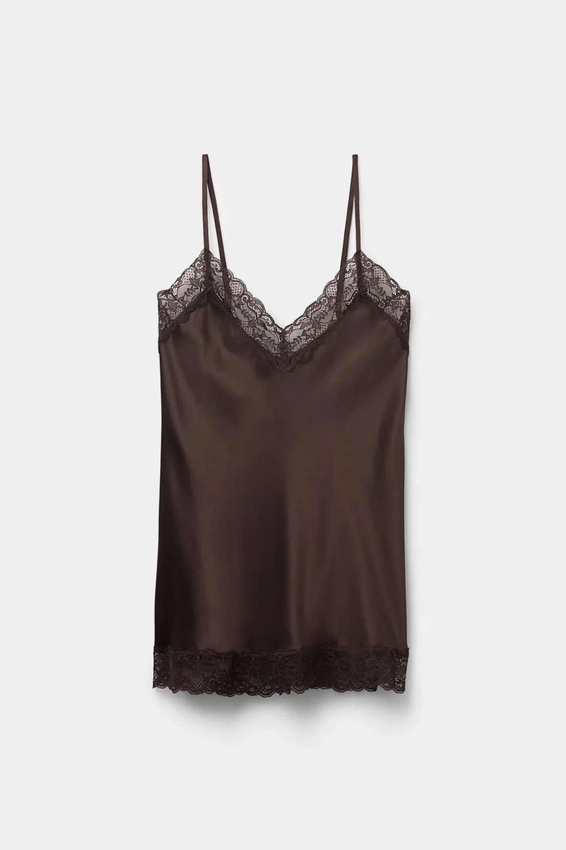 Top en soie et dentelle