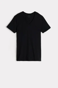 T-shirt à col en V en coton Superior ultra fin