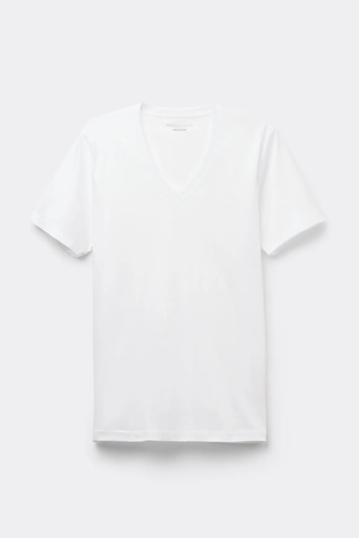 T-shirt à col en V en coton Premium mercerisÉ