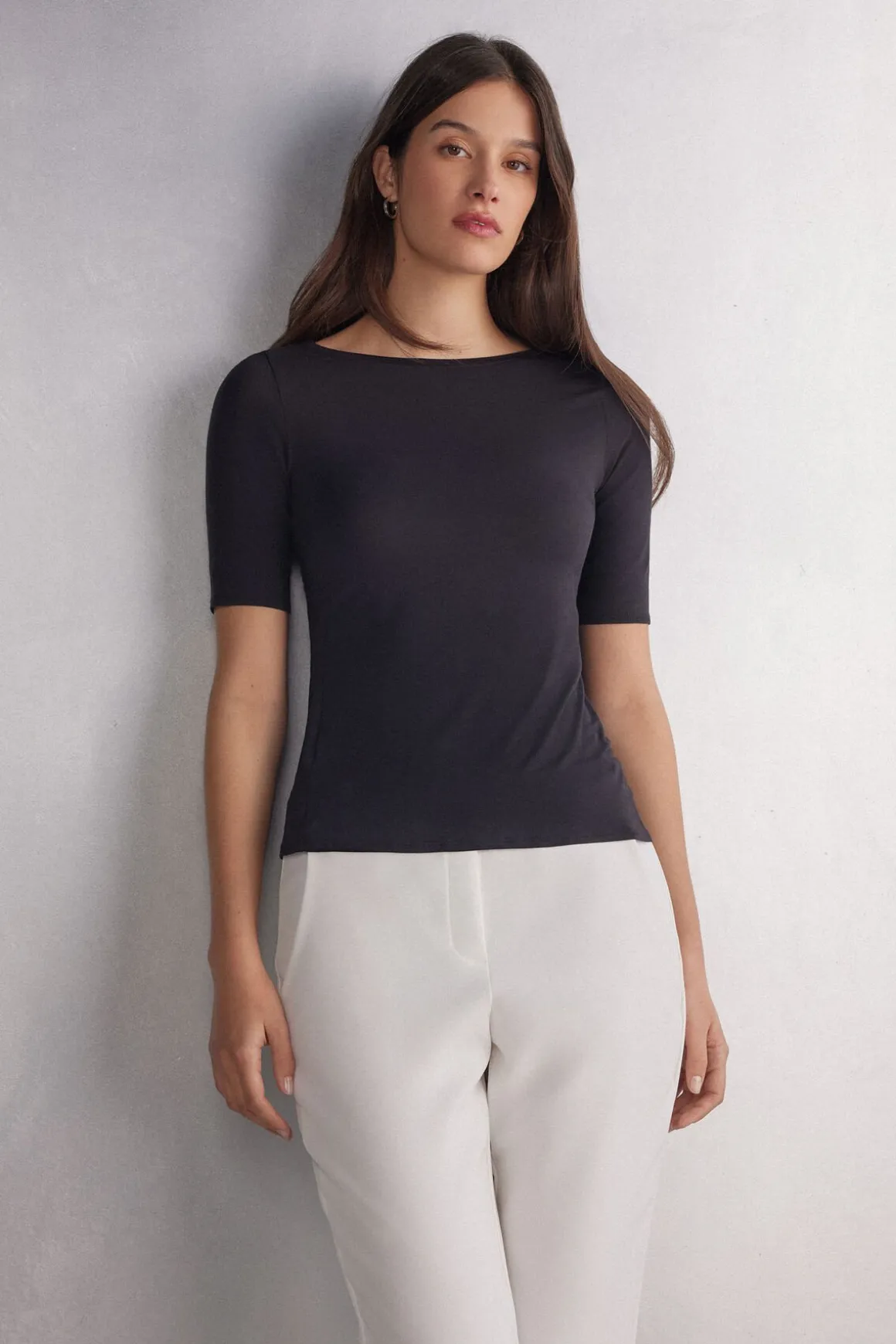 T-shirt col bateau en Fresh Bamboo