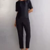 T-shirt manches courtes en soie et modal