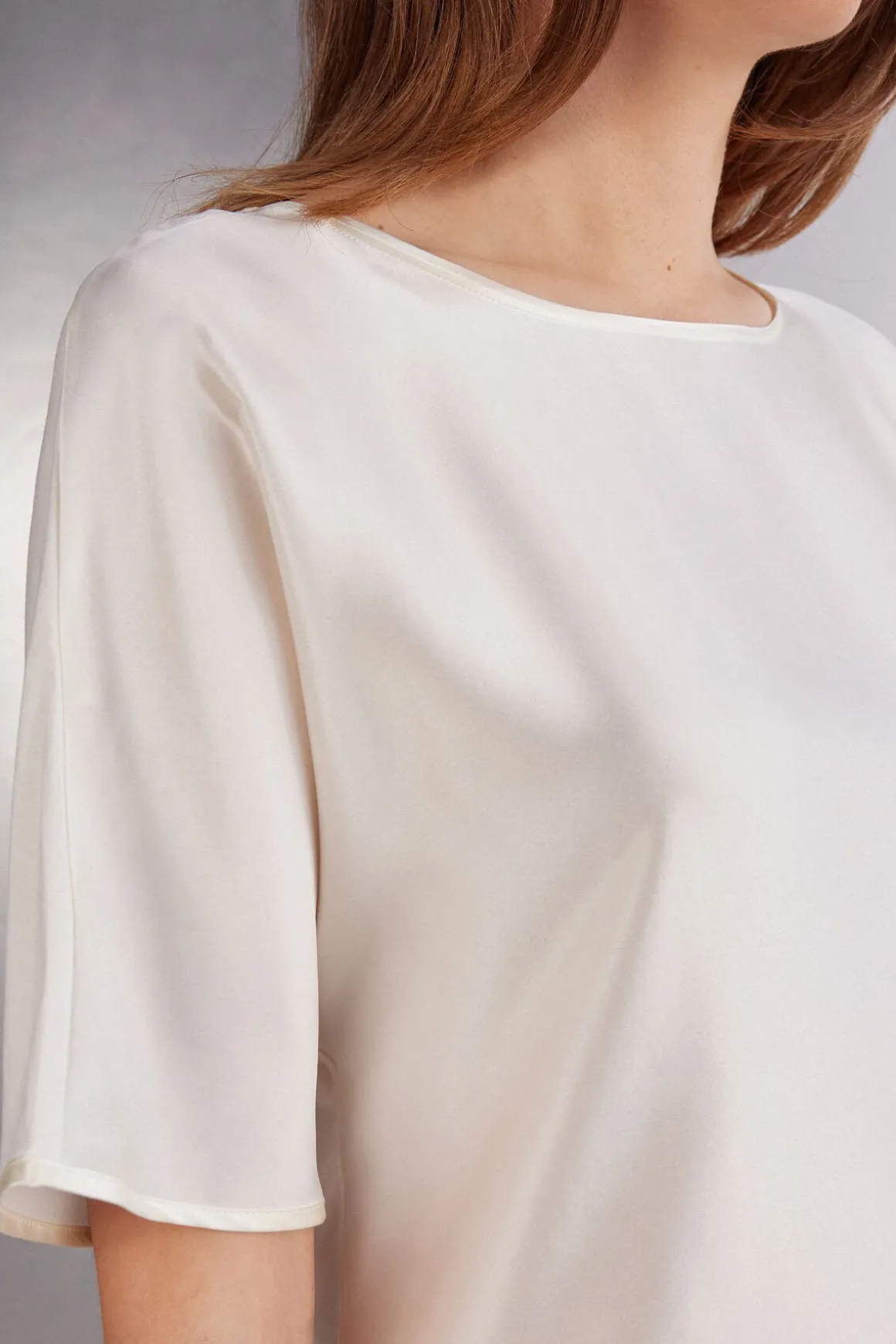 T-shirt manches courtes en soie et modal