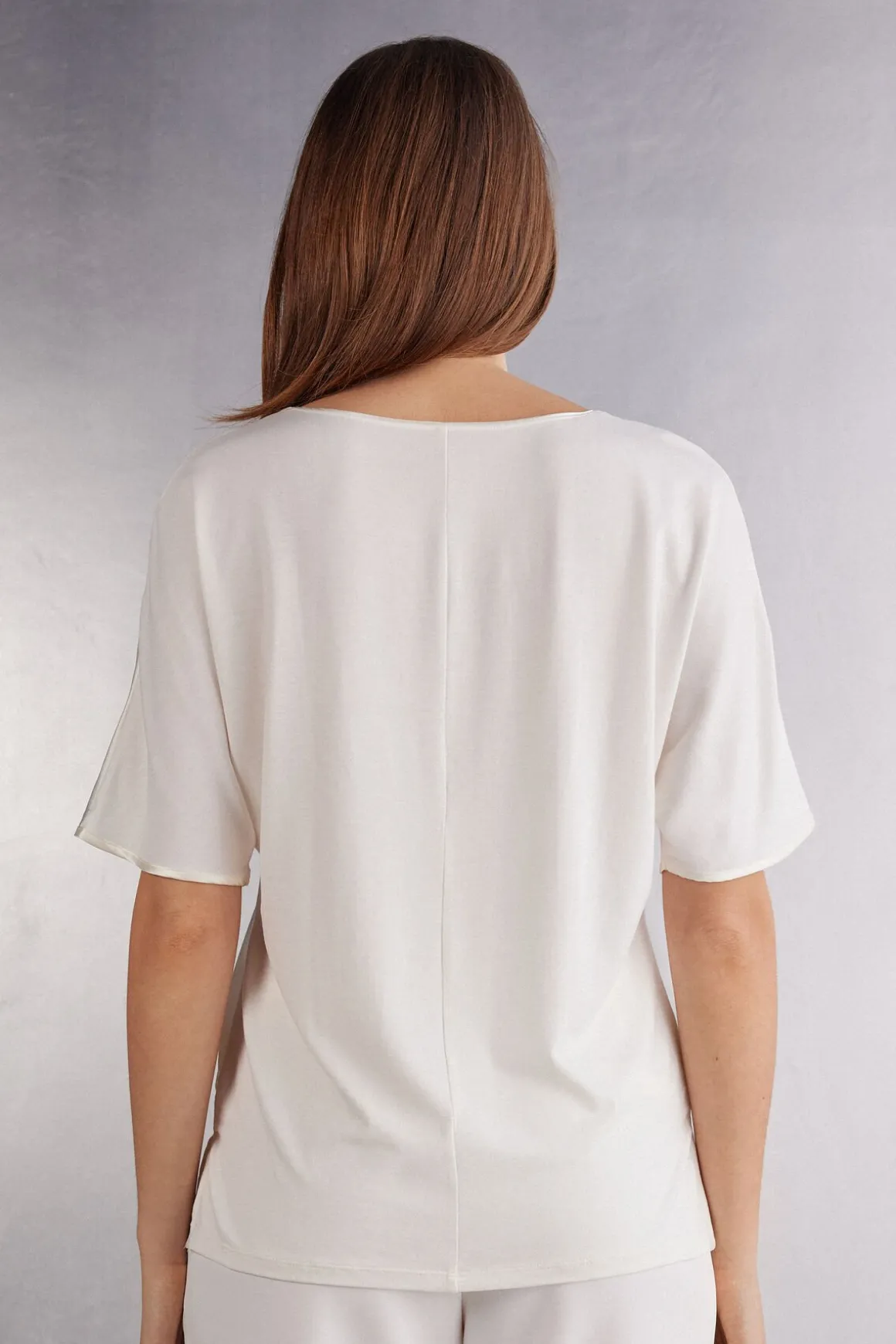 T-shirt manches courtes en soie et modal