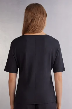 T-shirt manches courtes en soie et modal