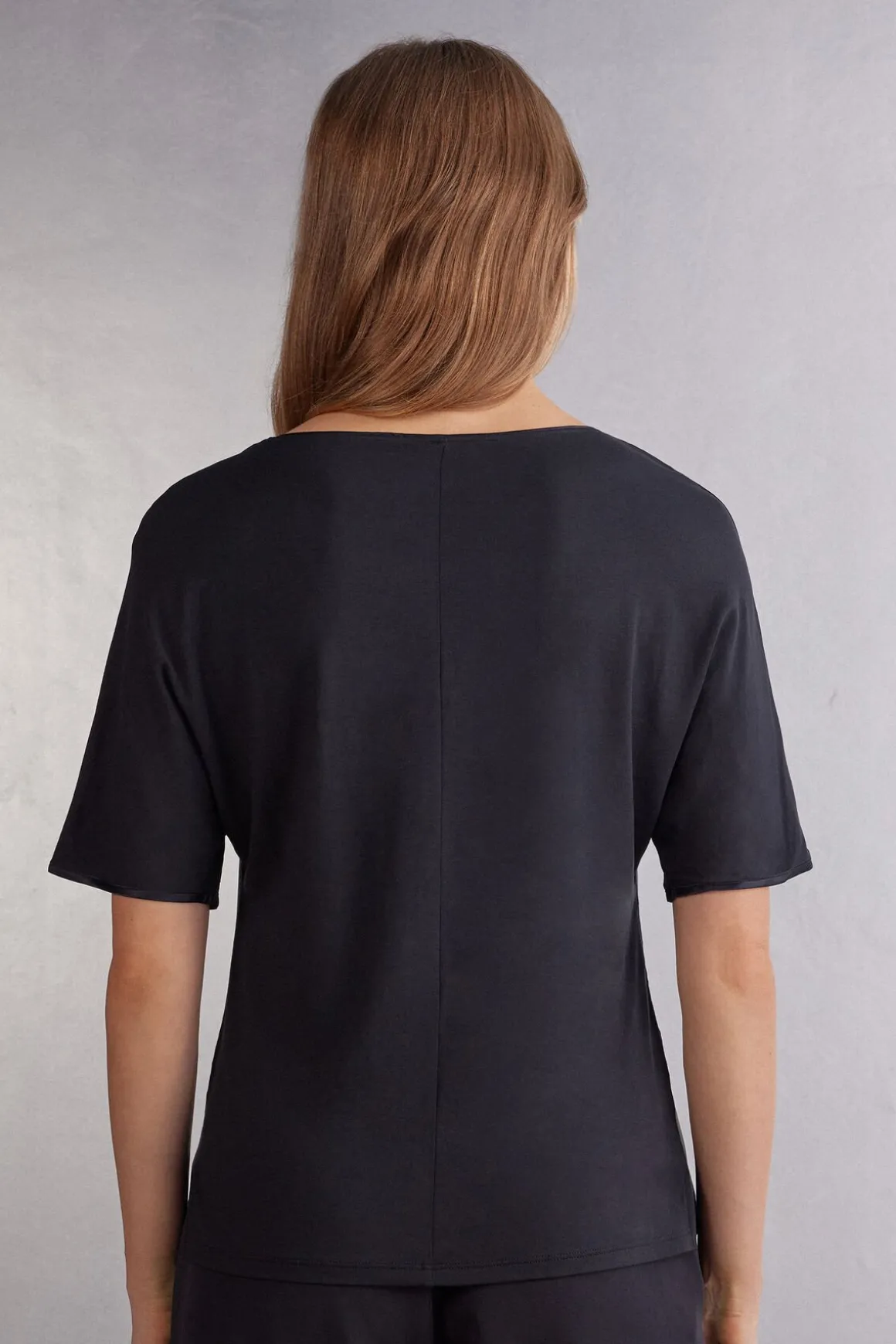 T-shirt manches courtes en soie et modal