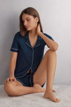 T-shirt manches courtes ouvert devant en modal