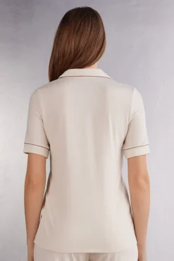 T-shirt manches courtes ouvert devant en modal