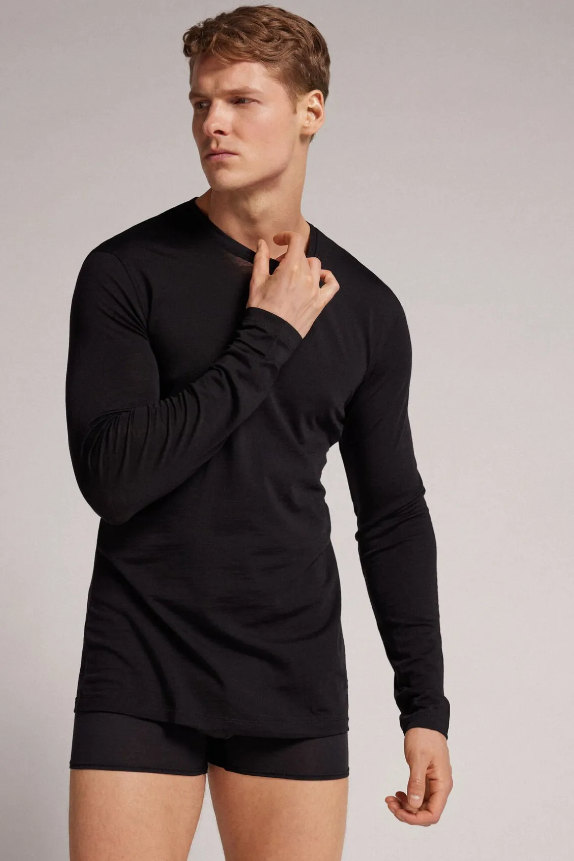 T-Shirt Manches Longues en Laine MÉrino Col Rond