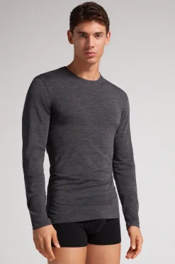 T-Shirt Manches Longues en Laine MÉrino Col Rond