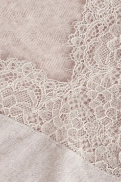 T-shirt manches longues en cachemire et dentelle