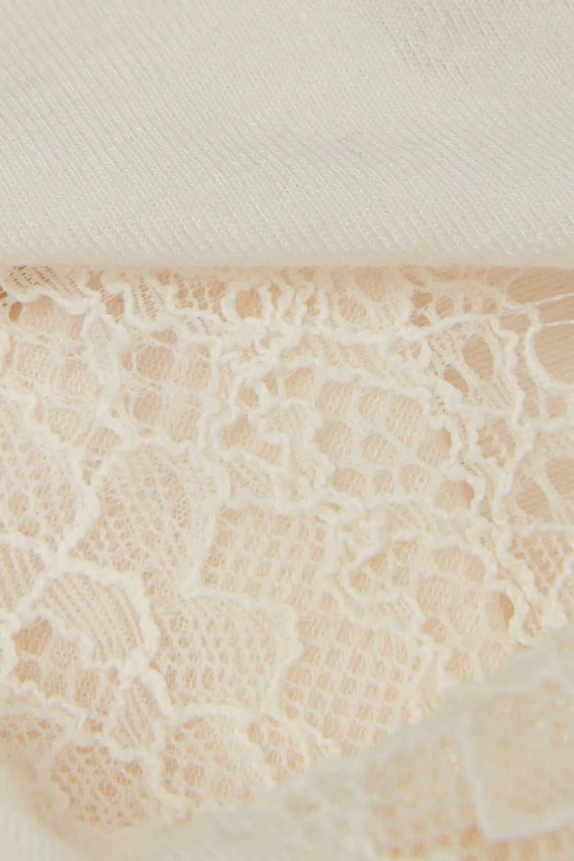 T-shirt manches longues en cachemire et dentelle