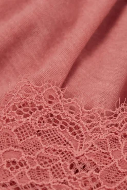 T-shirt manches longues en cachemire et dentelle